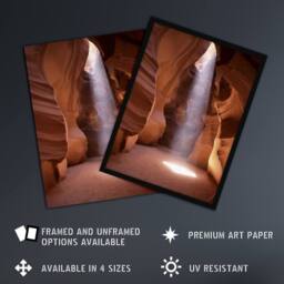 "Artery8 Light Shaft Arizona Slot Canyon Highsmith Wall Art Poster Print in Orange - Size: W18"" x H24""" - thumbnail 2