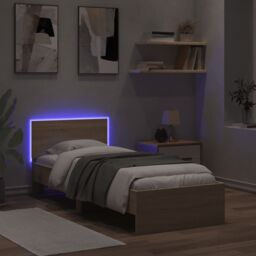 Berkfield Home Bed Frame without Mattress with LED Lights Sonoma Oak 75x190 cm Small Single in Brown - thumbnail 5