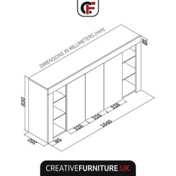 Creative Furniture Eden Sideboard 164cm - A Sophisticated & Spacious Cabinet with Gloss Doors & LED Lights in Light Oak - thumbnail 3