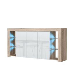 Creative Furniture Eden Sideboard 164cm - A Sophisticated & Spacious Cabinet with Gloss Doors & LED Lights in Light Oak - thumbnail 6