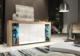 Creative Furniture Eden Sideboard 164cm - A Sophisticated & Spacious Cabinet with Gloss Doors & LED Lights in Light Oak - thumbnail 2