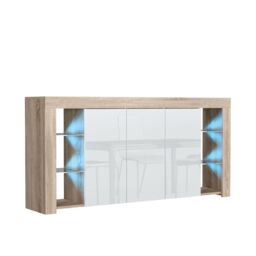 Creative Furniture Eden Sideboard 164cm - A Sophisticated & Spacious Cabinet with Gloss Doors & LED Lights in Light Oak - thumbnail 5