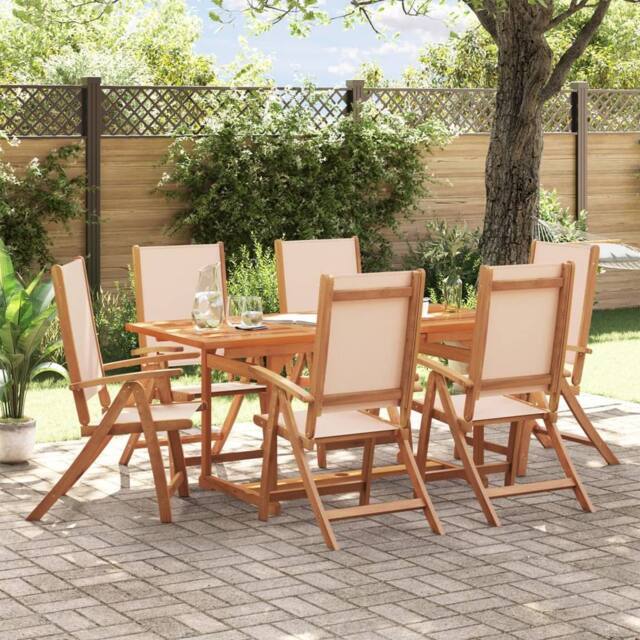 Berkfield Home 7 Piece Garden Dining Set Solid Wood Acacia & Textilene in Brown - image 1