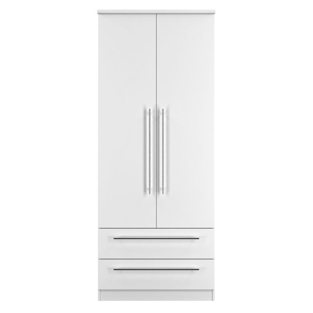 Ready Assembled 2 U Carlton 2 Door 2 Drawer Wardrobe (Ready Assembled) in White - Size: Large - image 1