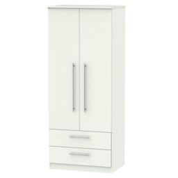 Ready Assembled 2 U Carlton 2 Door 2 Drawer Wardrobe (Ready Assembled) in White - Size: Large - thumbnail 6