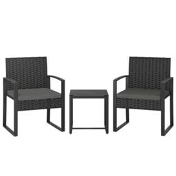 OUTSUNNY Rattan Bistro Set, 3 PCS Garden Furniture with Cushion in Dark Grey - thumbnail 2