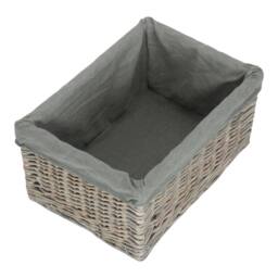 Red Hamper Grey Wash Grey Cotton Lined Willow Storage Baskets - Size: Large - thumbnail 2