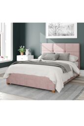 Aspire Caine Upholstered Ottoman Storage Bed, Pure Pastel Cotton Fabric in Rose - Size: King - thumbnail 1