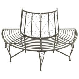 Berkfield Home Garden Half Round Tree Bench 160 cm Steel in Grey - thumbnail 2