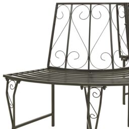 Berkfield Home Garden Half Round Tree Bench 160 cm Steel in Grey - thumbnail 4