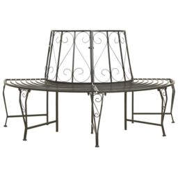 Berkfield Home Garden Half Round Tree Bench 160 cm Steel in Grey