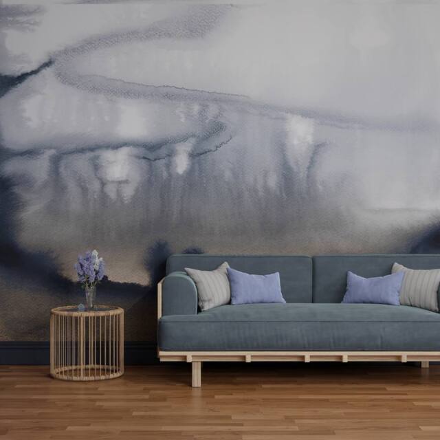 Superfresco Easy Watercolour Landscape Navy Copper Print To Order 3m x 2.8m Mural - image 1