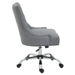 Orsina Grey Fabric & Chrome‑Base Home Office Chair, Tufted Diamond‑Back High‑Back Desk Chair - thumbnail 3