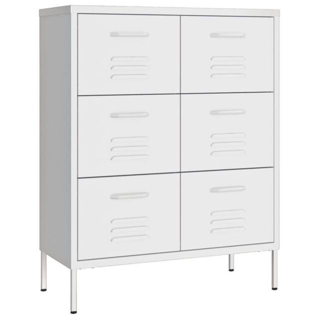 Berkfield Home Drawer Cabinet White 80x35x101.5 cm Steel - image 1