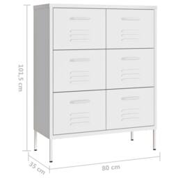 Berkfield Home Drawer Cabinet White 80x35x101.5 cm Steel - thumbnail 9