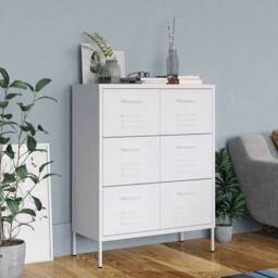 Berkfield Home Drawer Cabinet White 80x35x101.5 cm Steel - thumbnail 2