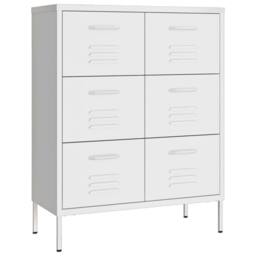 Berkfield Home Drawer Cabinet White 80x35x101.5 cm Steel - thumbnail 1