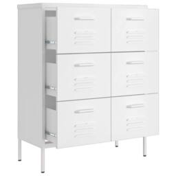Berkfield Home Drawer Cabinet White 80x35x101.5 cm Steel - thumbnail 6