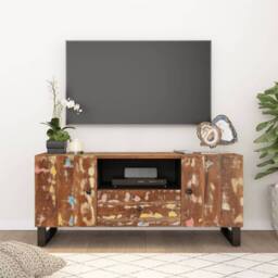 Berkfield Home TV Cabinet 105x33.5x46 cm Solid Wood Reclaimed&Engineered Wood in Brown - thumbnail 2