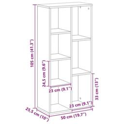 Berkfield Home Decorative Bookcase Artisian Oak 50x25x105 cm Engineered Wood in Brown - Size: 50 x 25 x 105 cm - thumbnail 9