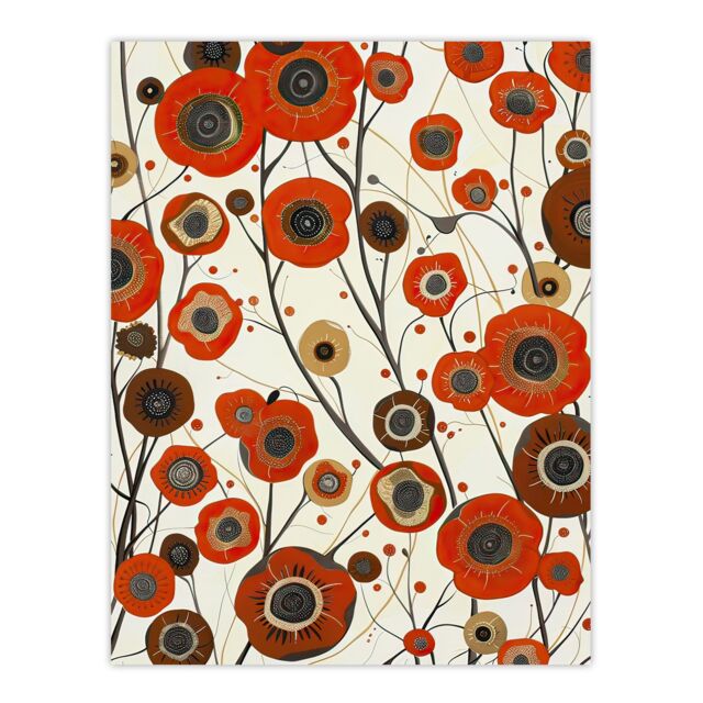 "Artery8 Red Poppy Wildflowers Artwork Abstract Floral Wall Art Print - Size: W12"" x H16""" - image 1