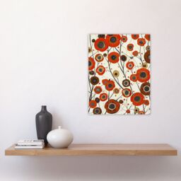 "Artery8 Red Poppy Wildflowers Artwork Abstract Floral Wall Art Print - Size: W12"" x H16""" - thumbnail 4