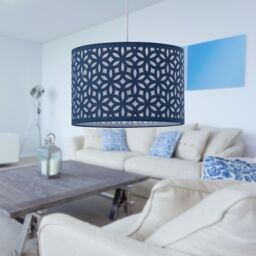 First Choice Lighting Set of 2 Navy Blue Laser Cut 30cm Pendant Lightshades - thumbnail 6