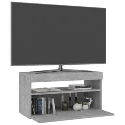 Berkfield Home TV Cabinet with LED Lights Concrete Grey 75x35x40 cm - Size: 75 x 35 x 40 cm - thumbnail 3