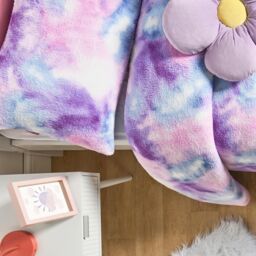OHS Tie Dye Teddy Fleece 10.5 Tog Coverless Single Duvet with Pillowcase in Pale Lilac - thumbnail 3