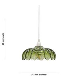 First Choice Lighting Alice - Green Floral Glass Easy Fit Pendant Shade - thumbnail 5