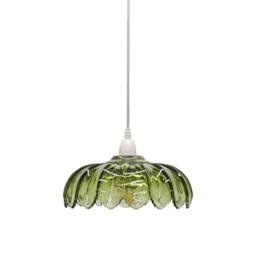 First Choice Lighting Alice - Green Floral Glass Easy Fit Pendant Shade - thumbnail 1