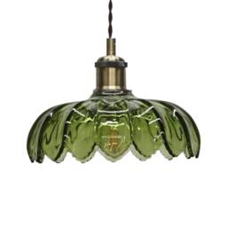 First Choice Lighting Alice - Green Floral Glass Easy Fit Pendant Shade - thumbnail 2