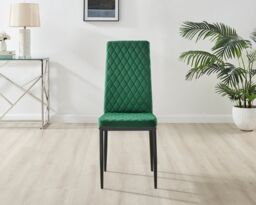 FurnitureboxUK Adley Grey Concrete Effect & Black Round Dining Table with Shelf & 4 Velvet Milan Dining Chairs in Green - thumbnail 5