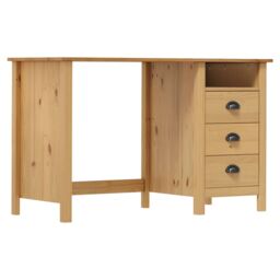 Berkfield Home Desk Hill with 3 Drawers 120x50x74 cm Solid Pine Wood in Brown - Size: 120 x 50 x 74 cm