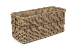 Red Hamper Rattan Small Under Bench Basket With Cordura Lining in Brown - thumbnail 1