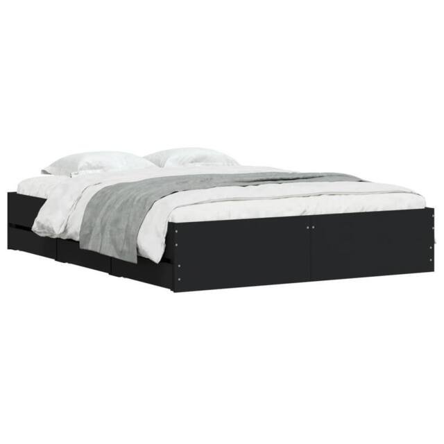 Berkfield Home Modern Bed Frame with Drawers without Mattress Black 140x190 cm - image 1