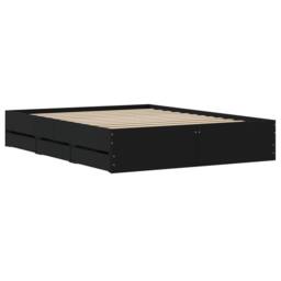 Berkfield Home Modern Bed Frame with Drawers without Mattress Black 140x190 cm - thumbnail 8