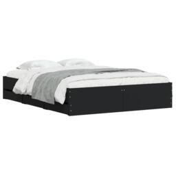 Berkfield Home Modern Bed Frame with Drawers without Mattress Black 140x190 cm - thumbnail 1