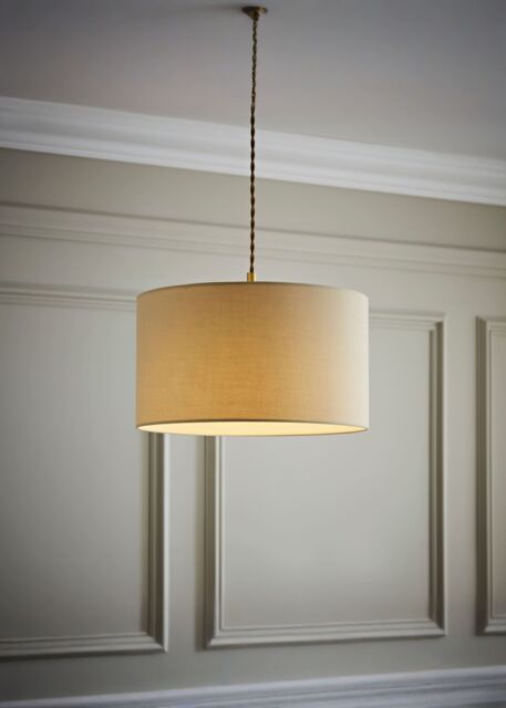 ValueLights Reni Natural Fabric Easy Fit Drum Ceiling Lamp Shade - Size: Large - image 1