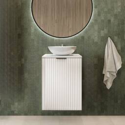 Heze Furniture Flow 1 Door Fluted Bathroom Vanity Cabinet with Worktop 40cm in White
