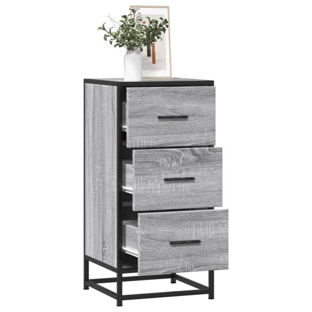 Berkfield Home Sideboard Grey Sonoma 35.5x35x76 cm Engineered Wood & Metal - image 1