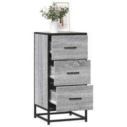 Berkfield Home Sideboard Grey Sonoma 35.5x35x76 cm Engineered Wood & Metal - thumbnail 1