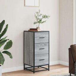 Berkfield Home Sideboard Grey Sonoma 35.5x35x76 cm Engineered Wood & Metal - thumbnail 3