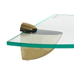 Harbour Housewares 3x Floating Glass Corner Shelves - 20cm Bathroom Storage Display Unit in Gold - thumbnail 7