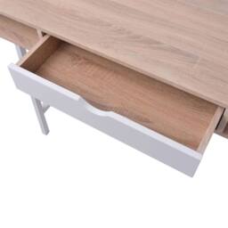 Berkfield Home Durable Desk with 1 Drawer Oak & White - thumbnail 4