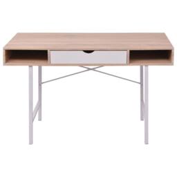 Berkfield Home Durable Desk with 1 Drawer Oak & White - thumbnail 3
