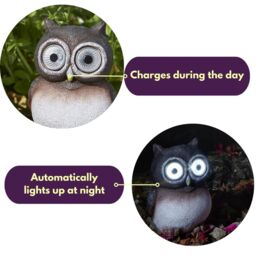 Marco Paul Brown Resin Solar Powered Owl Garden Ornament 12cm - thumbnail 6