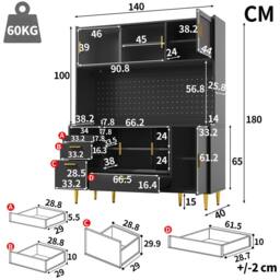 Merax Black Modern Kitchen Pantry Cabinet with LED, Coffee Bar & Pegboard - thumbnail 7