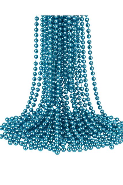 Neel Blue 9M Metallic Christmas Bead Chain - 7.5mm Shiny Pearl Garland in Teal - image 1