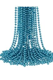 Neel Blue 9M Metallic Christmas Bead Chain - 7.5mm Shiny Pearl Garland in Teal - thumbnail 1